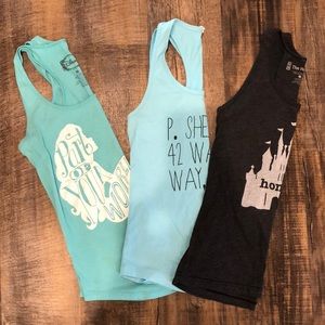 Bundle of 3 Disney tanks. Great condition!